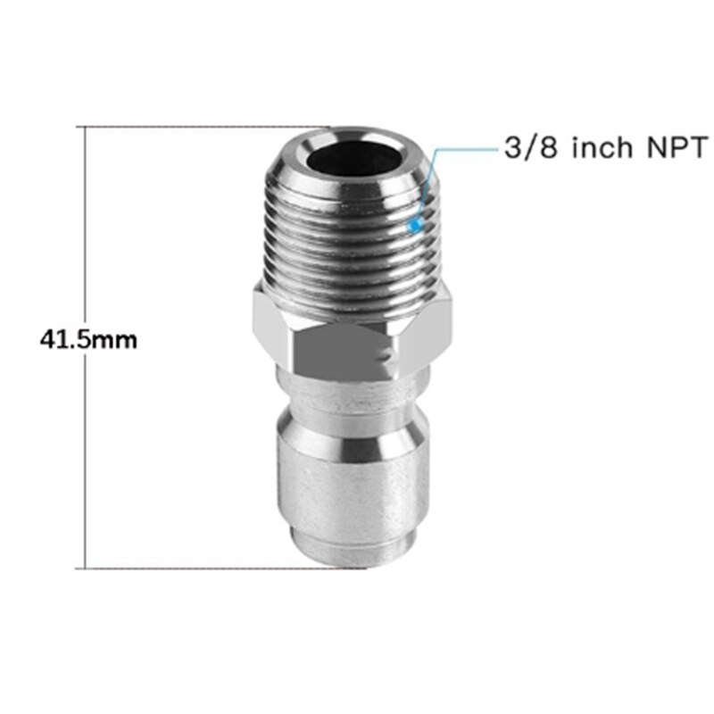3-Piece Stainless Steel High Pressure Washer Adapter Kit NPT3/8 for 4500-7500PSI High Pressure Washer Nozzles