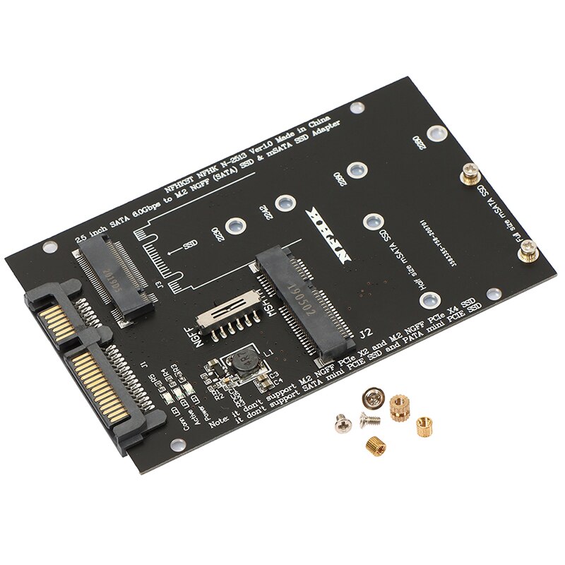 Adaptador NGFF MSATA SSD a SATA 3,0, tarjeta convertidora 2 en 1 para PC y portátil