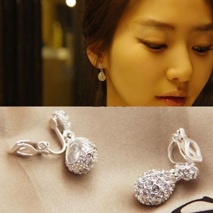 Jiofree Korea Rhinestone Gold Clip Op Oorbellen Voor Vrouwen Bridal Wedding Party Oorbellen Sieraden