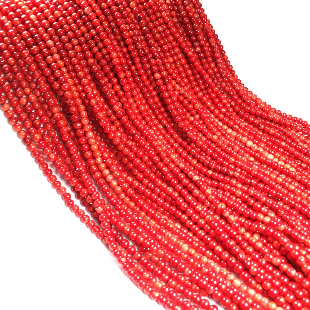 Cuentas redondas de Coral rojo, abalorio de Coral de piedra Natural, cuentas sueltas, cuentas de aislamiento para fabricación de joyería, pulsera, collar DIY de 2, 3, 4, 5 y 6mm