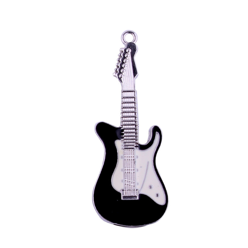 SHANDIAN nowy Rock and roll elektryczny kształt gitary pamięć USB muzyka pen Drive metalowy pendrive 4GB 16GB 32GB karta pamięci 64GB: 64GB / Black