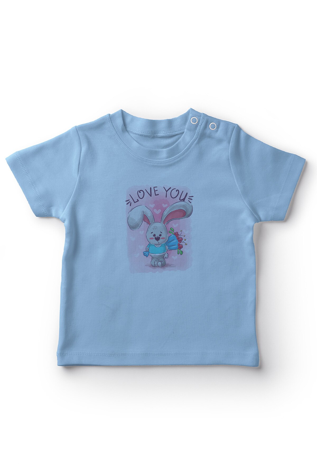 Angemiel bébé champ de fleurs en amour lapin bébé garçon T-Shirt bleu