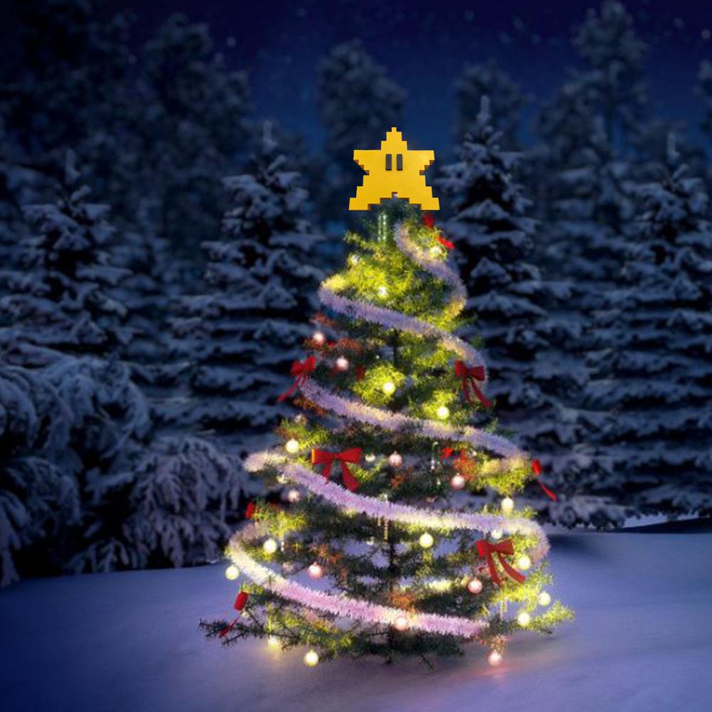 Pixel Star Christmas Tree Topper 3D Star Shape Decorative Topper Decor For Christmas Tree Party Wedding Decoration
