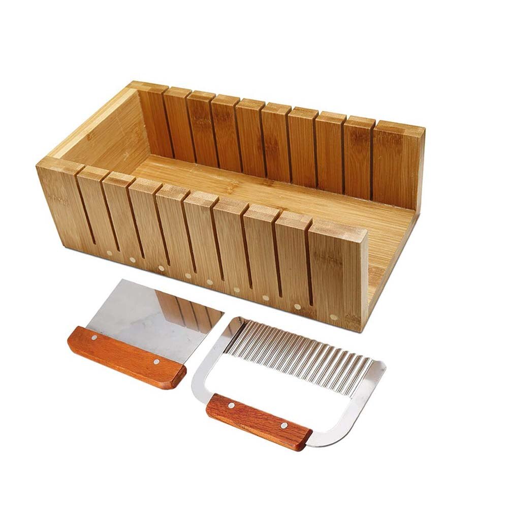 3 In 1 Adjustable Wooden Soap Cutter Box Soap Making Tools Set Stainless Steel Wax Soap Slicer Wavy Knifes Soap Making Kits