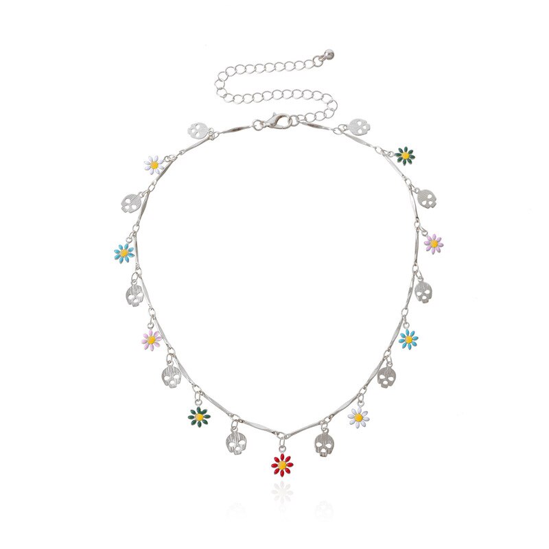 Nowe koreańskie piękne kwiaty Daisy kolorowe zroszony urok komunikat krótki Choker naszyjnik dla kobiet biżuteria wakacje: SP1302-YS