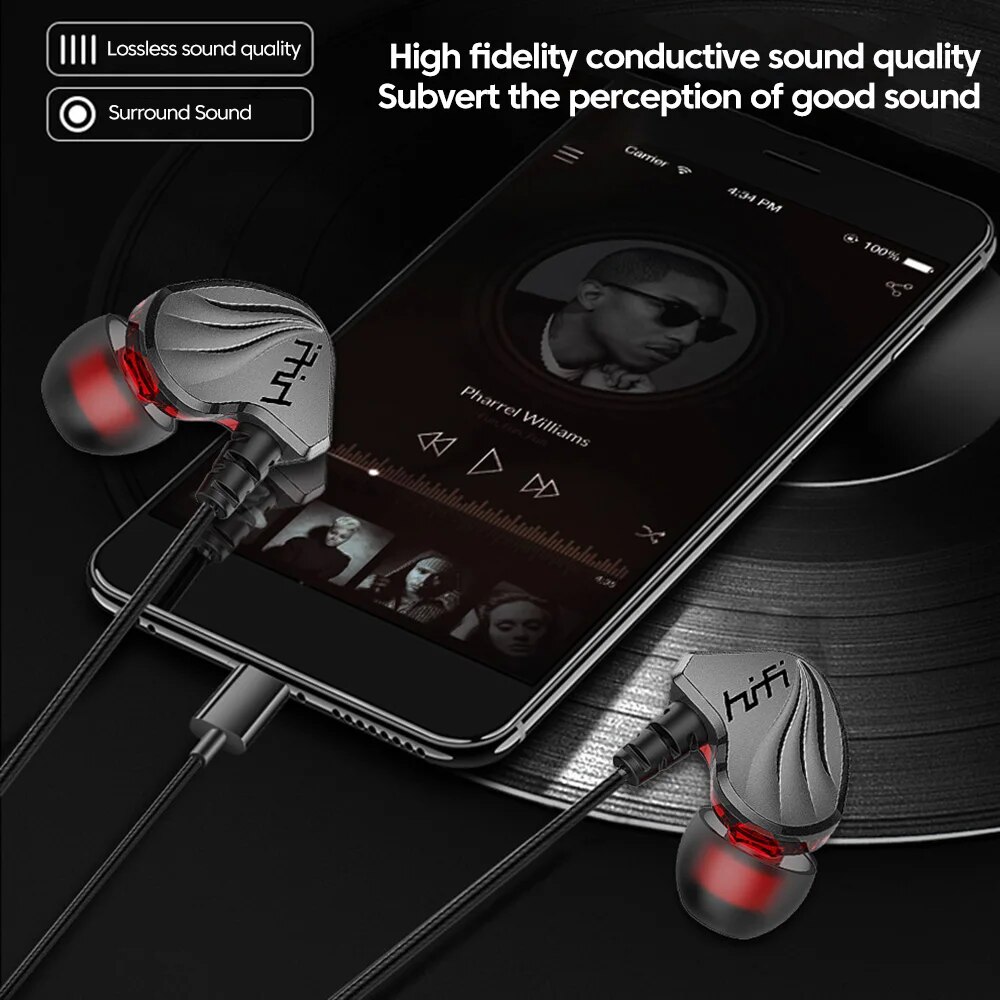 T2000 auriculares deportivos binaurales con cable, cascos de graves metálicos de alta fidelidad, resistentes al agua, sonido estéreo deportivo, reducción de ruido