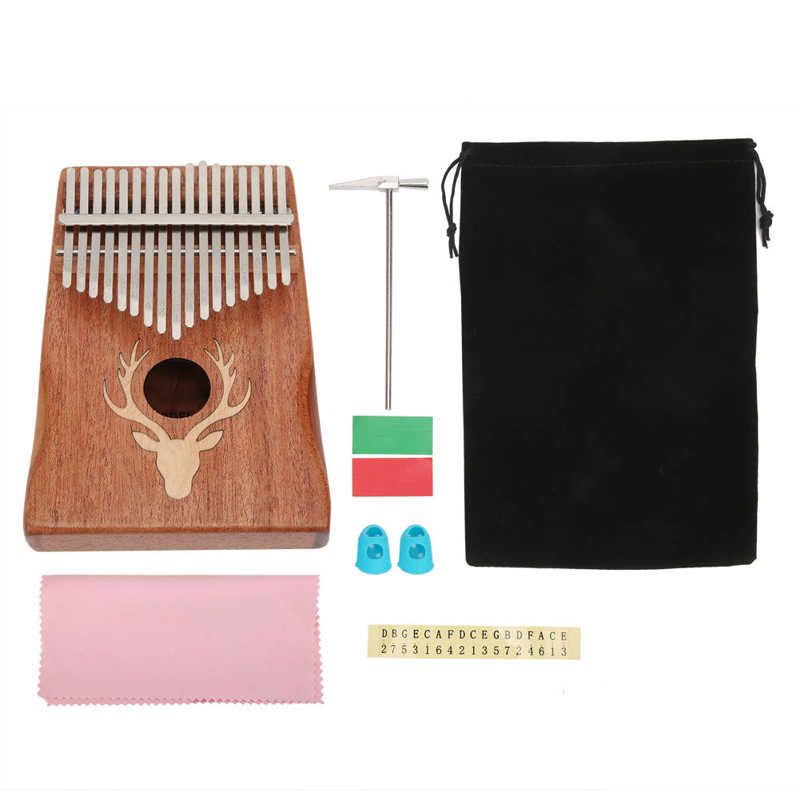 Kalimba 17 Clés MELODIKO - Piano à Pouce Africain - En Acajou Et Acier - Avec Kit D'Apprentissage