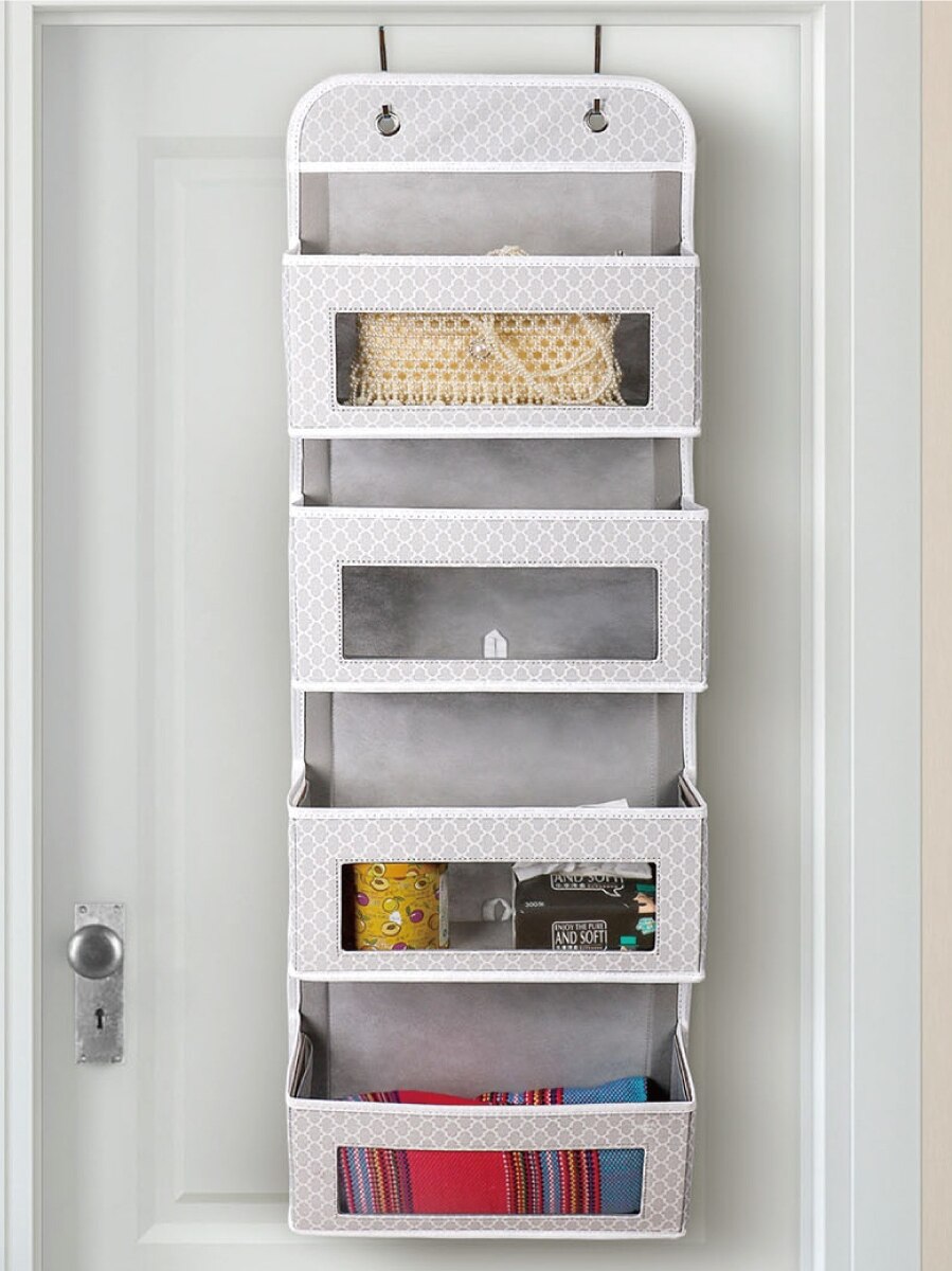 Artículos para el hogar simples, organizador de 4 bolsillos para colgar en la pared, armario, bolsa de almacenamiento sobre la puerta, organizador de juguetes, bolsa, colgador