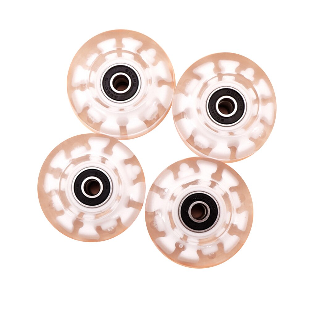 4pcs Skating Light Up Sliding Accessories Luminous Transparent With BankRoll Bearings Roller Skate Wheels Outdoor Double Row PU