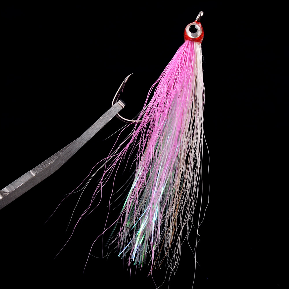 4 Uds moscas de pesca con mosca Streamer Bucktail Teasers anzuelo de pesca anzuelos para moscas trucha salmón lubina Señuelos de pesca con mosca herramientas de aparejos de pesca