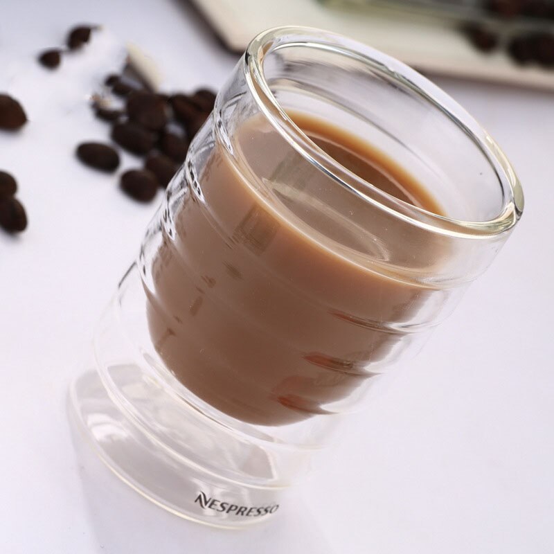 Taza de café Caneca de doble pared, tazas de té de vidrio, proteína de suero de leche, café Nespresso, expreso, 85ml, 150ml, 4 unids/set/juego