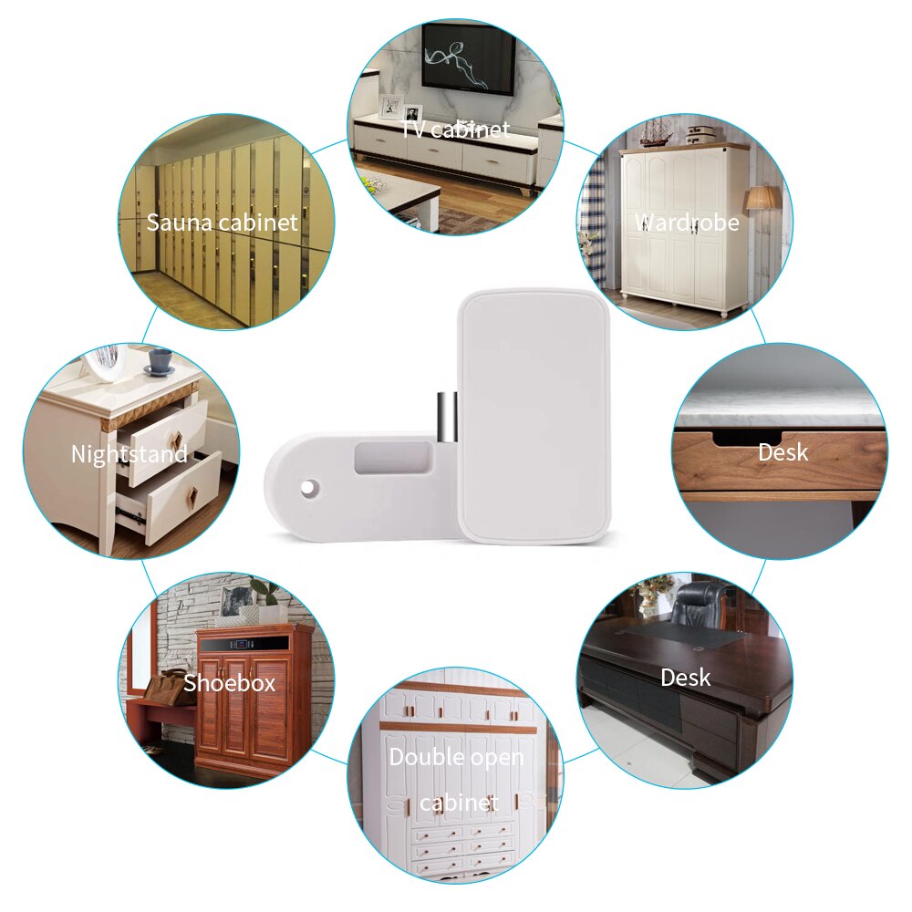 Intelligent Drawer Cabinet Lock Keyless Bluetooth APP Unlock Filing Cabinet Anti-Theft Wardrobe Shoe Cabinet Letter Box Lock