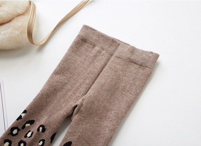 Cathery høst vinter baby jenter tights smålåve jente leopard mønster strømpebukser låve bomull varme strømper ensfarget godteri farge tights