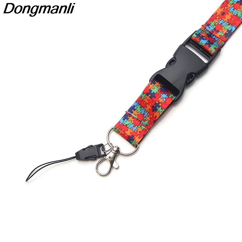 PC134 Autism Awareness Jigsaw Puzzle Lanyard Badge ID Lanyards/ Mobile Phone Rope Neck Straps keychain