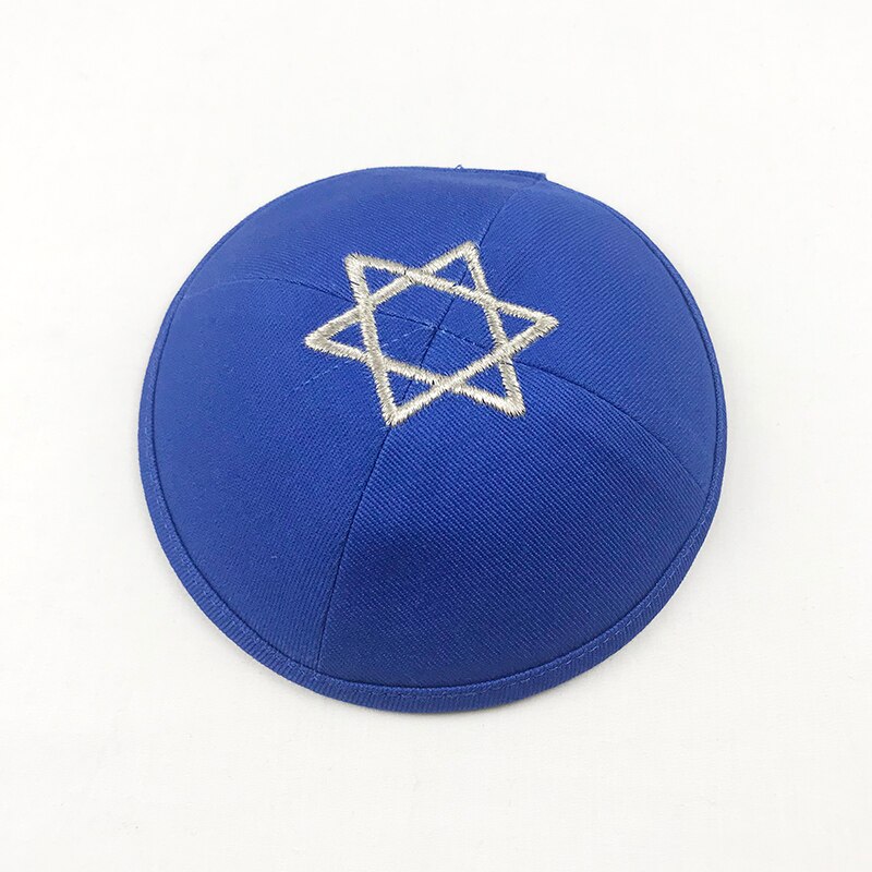 stjerne av david kippot kippa kippah kipa 15cm bomull jødisk yarmulke luer lue hodeskalle lokk: 5 kongeblå