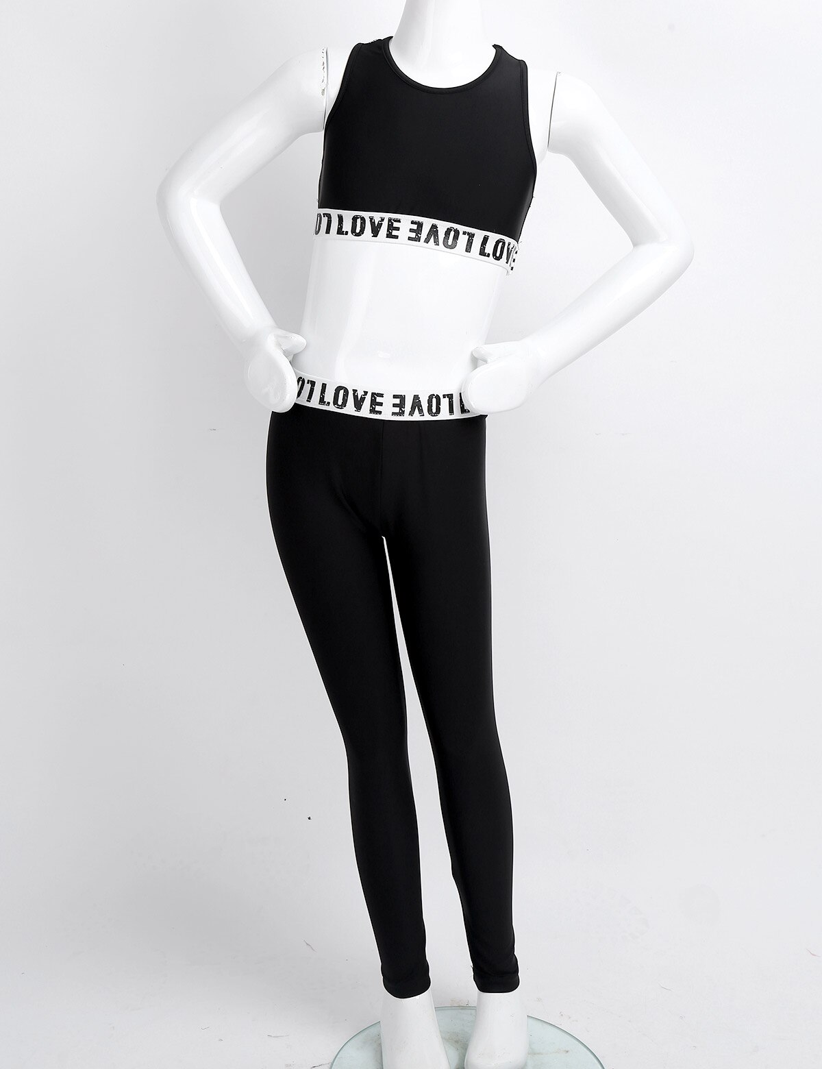 Kids Girls Clothes Letter Print Sport Tanks Top with Leggings Summer Sleeveless Workout Gym Dance Gym Outfit 6-14 Year