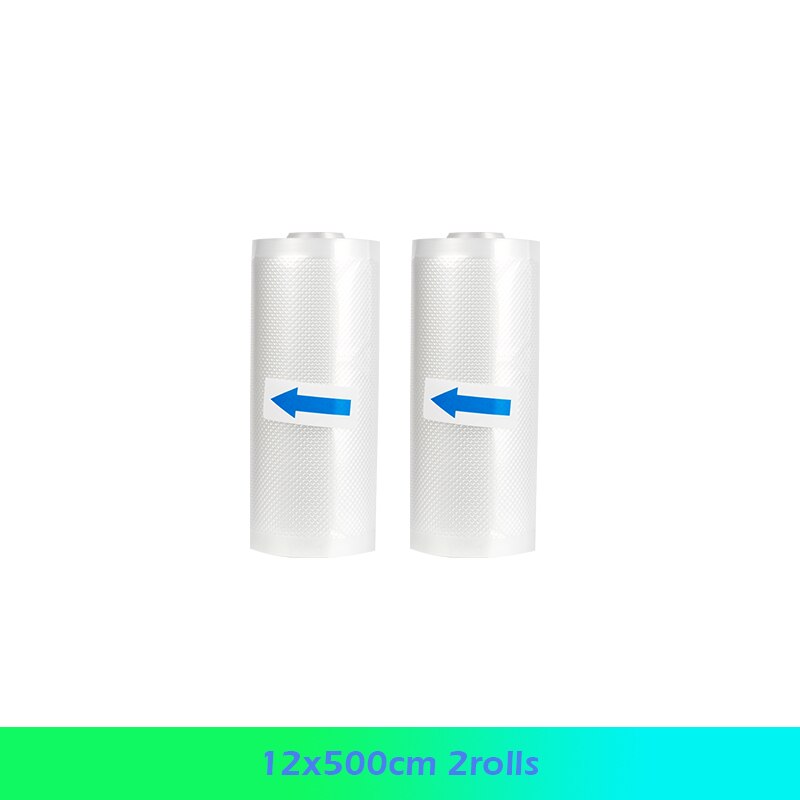 2Rolls Vacuum Bag Compression Vacuum Sealing Packaging Machine Automatic Food Preservation Packaging Plastic Vacuum Machine: 12x500cm