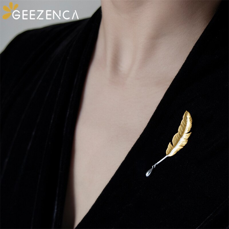 Originele 925 Sterling Zilveren Veer Pen Broche Fijne Sieraden Voor Vrouwen Kerst Jaar