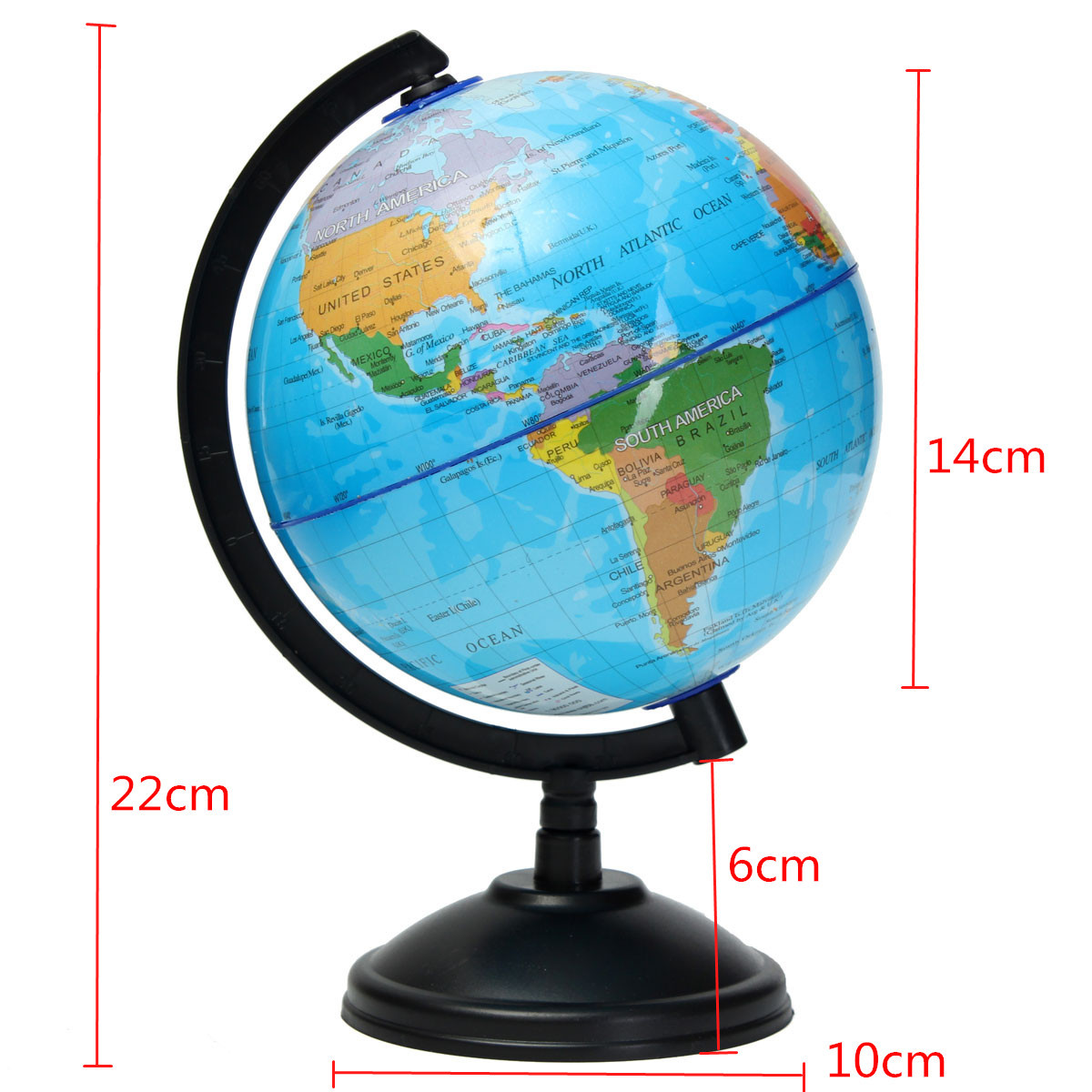 5.5 '' världsklotkarta på stativ stor elevleksaker utbildning jordklot nationsgränser floder berg geografi skolmaterial