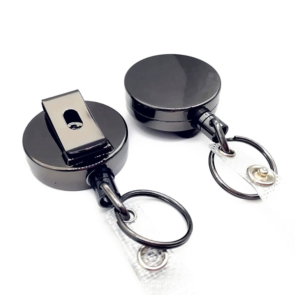 2PCS Key Ring ID Lanyard Office Clip Keychain Belt Metal Badge Holder Reel Name Card Recoil Heavy Duty Retractable Pull