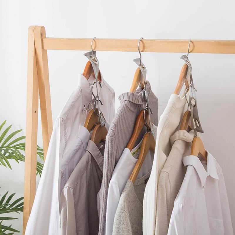 2Pcs Garderobe Multi-layer Hanger Haak Huishoudelijke Kleerhanger Verbinding Haak Closet Organizer Ruimtebesparend Garderobe haak