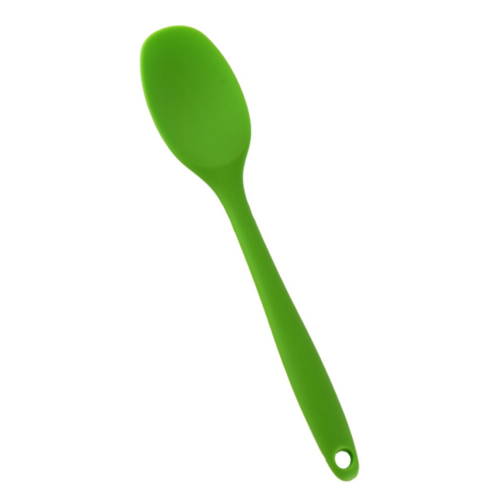 Cuchara sopera de silicona con mango largo para niños, cuchara antiadherente para servir comida, roja: Green
