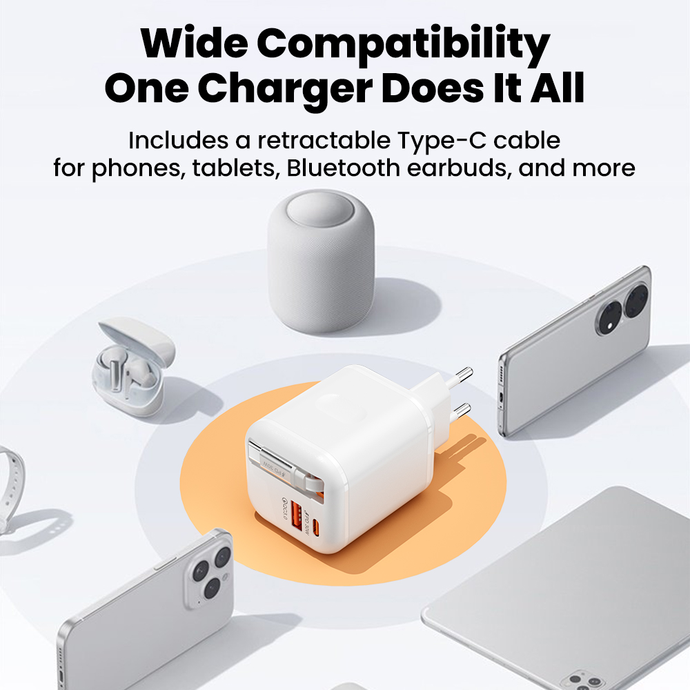 65w- poorts dual-port intrekbare kabel snellader snellader reis usb-c oplader eu/us/uk stekkeradapter voor iphone 15 16 17