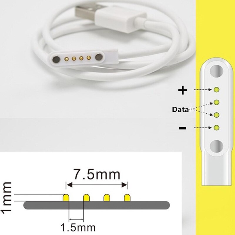 Magnetic Charging Cable USB 2.0 Male to 4 Pin Pogo Magnetic Charger Cable Cord For Smart Watch GT88 G3 KW18 Y3 KW88 GT68