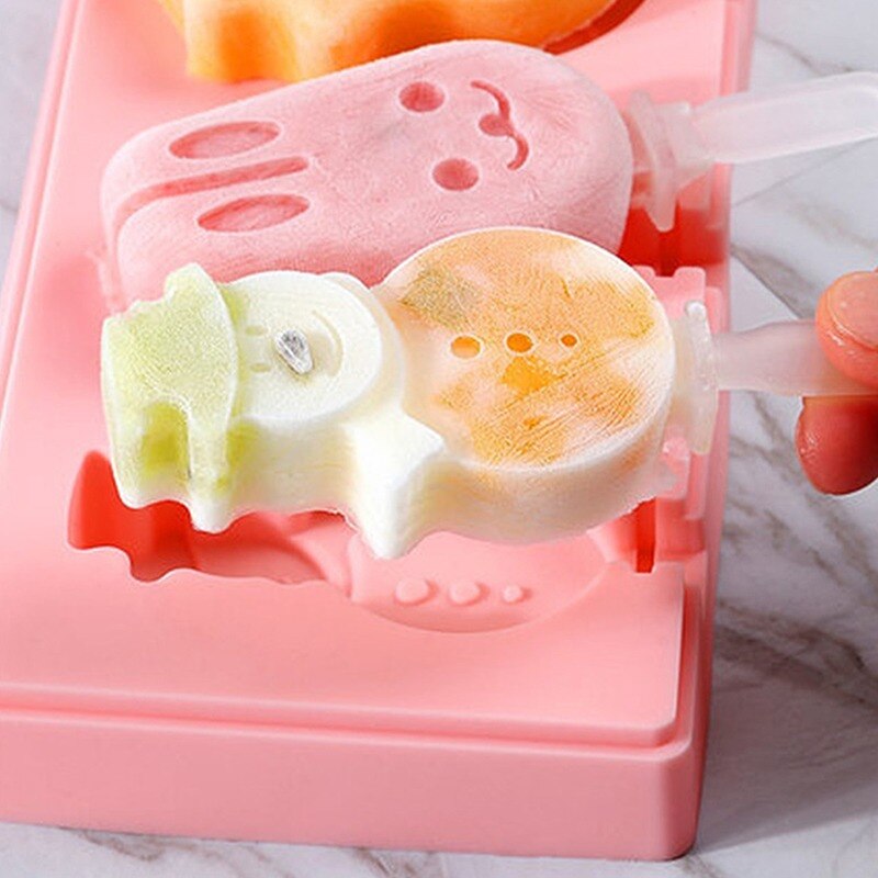 Silicone Ice Cream Mold DIY Homemade Wooden Stick Freezer Juice Forms For Ice Cream Tray Popsicle Barrel Maker Ice Cream Tools
