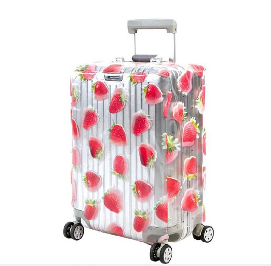 Wehyah Transparent PVC Waterproof Luggage Cover Suitcase Covers Travel Accessorie Dust Proof Cover 20-28'' Protective Case ZY136: Strawberry / 28inch