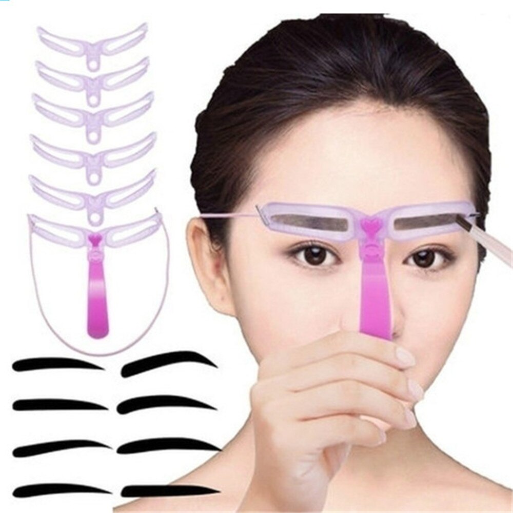 1 Set Reusable 8 In1 Eyebrow Shaping Template Helper Eyebrow Stencils Kit with Grooming Eyebrow Stencil Kit Eyebrow Makeup Tools