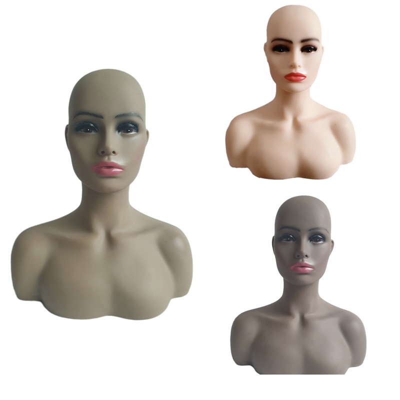 Tête de Mannequin avec épaules, chapeau, lunettes, perruque, présentoir avec trous d&#39;oreilles