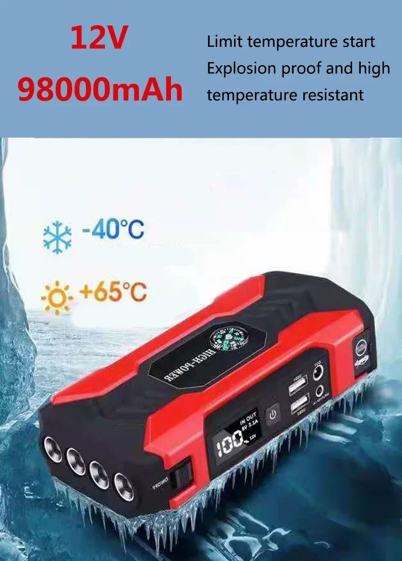 Auto Jump Starter Startapparaat Batterij Power Bank 12v 98000Mah Jumpstarter Auto Buster Nood Booster Auto Oplader Jump Start