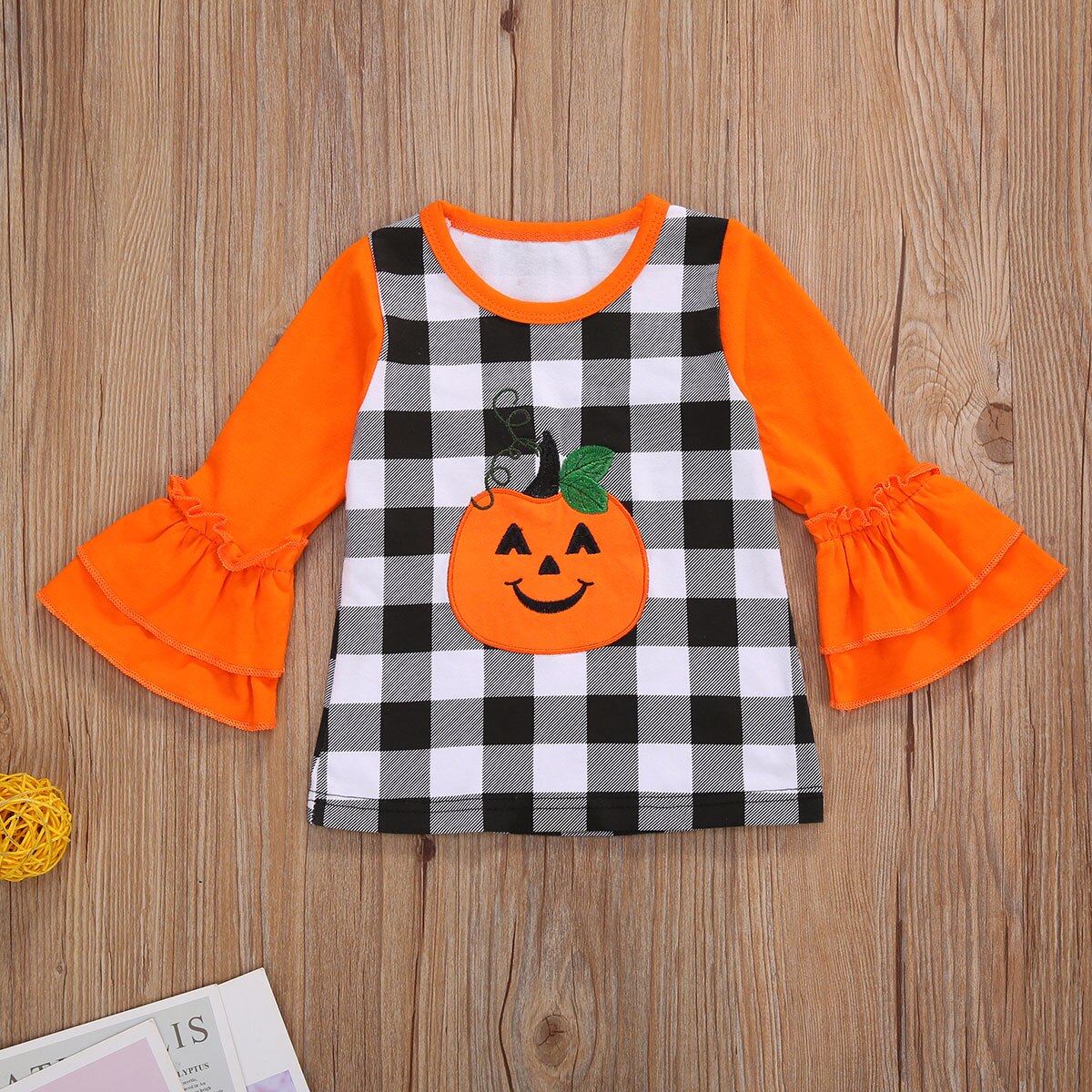 Infantile enfants bébé 1-6Y enfant en bas âge enfant filles vêtements de noël à manches longues Plaid t-shirts Halloween citrouille t-shirt Costumes de fête