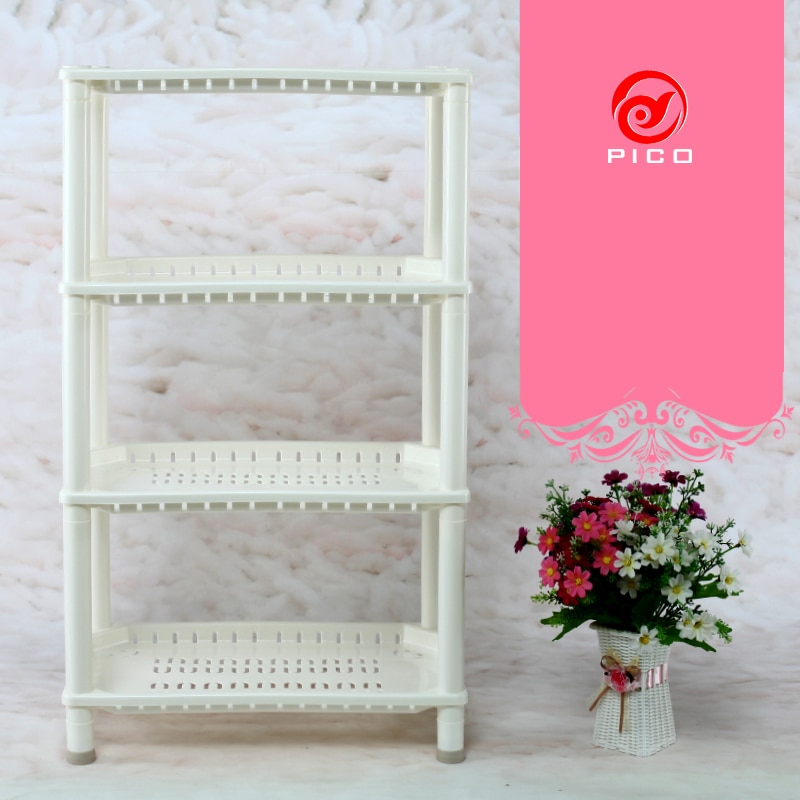 4 Layer PP dish rack kitchen organizer and storage White Hollow Bathroom Shower Sundries rack shelf room ZL304