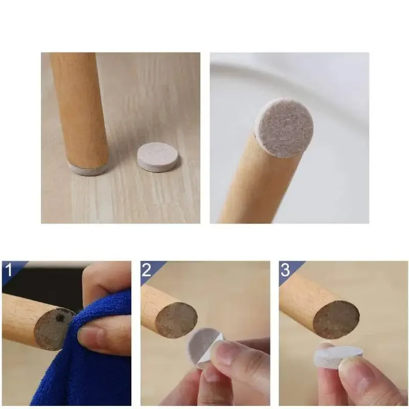 Felt Furniture Pad Round Chair Legs Anti Scratch Floor Protector Self-Adhesive Furniture Sliders for Hardwood Floors Table Couch