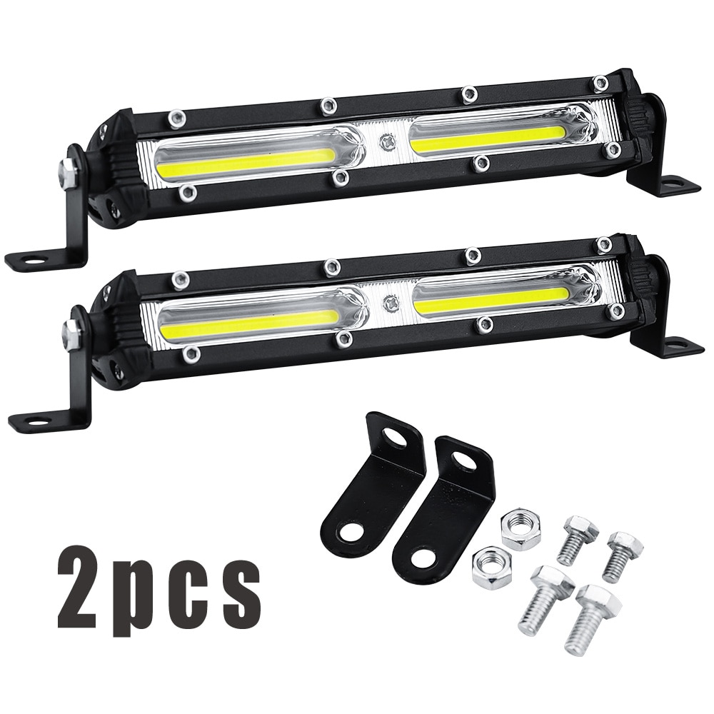 Slim Single-Row Work Light Bar 7 Inch 18W XHP LED Floodlight Beam Off-Road Mining SUV Truck Vehicles Auto Lights: 2pcs
