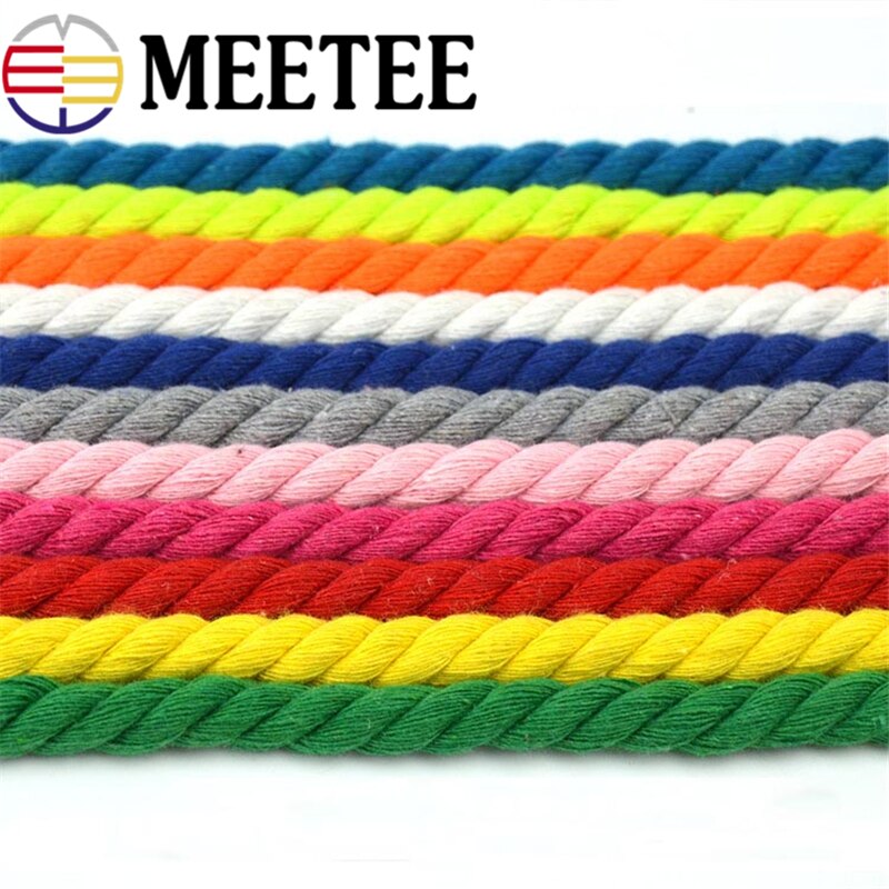 5 mètres 100%  coton 10mm 3 actions cordons de coton torsadés corde de coton tissée sac de bricolage cordon de serrage ceinture sangle accessoires de décoration