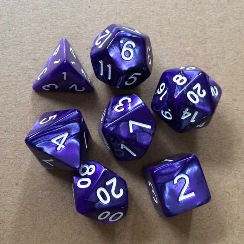 7 teile/satz Spiel Multi Seiten Würfel Spiel Spielen Mischfarbe Polyhedral Würfel TRPG Gamer Würfel Set Brettspiel unterhaltung Würfel: purple