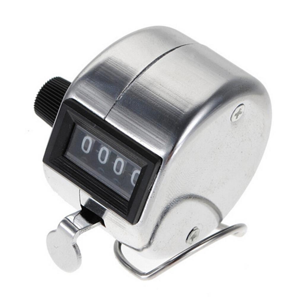 Stainless Metal Mini Sport Lap Golf Handheld Manual 4 Digit Number Hand Tally Counter Clicker Silver