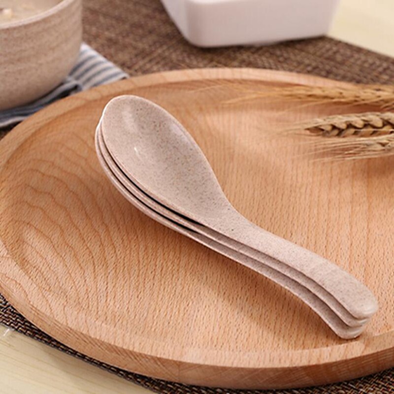 3pcs/lot Soup Spoon Wheat Fiber Tea Coffee Spoon For Tea Party Teaspoons Ice Cream Flatware Soup Spoon Sets