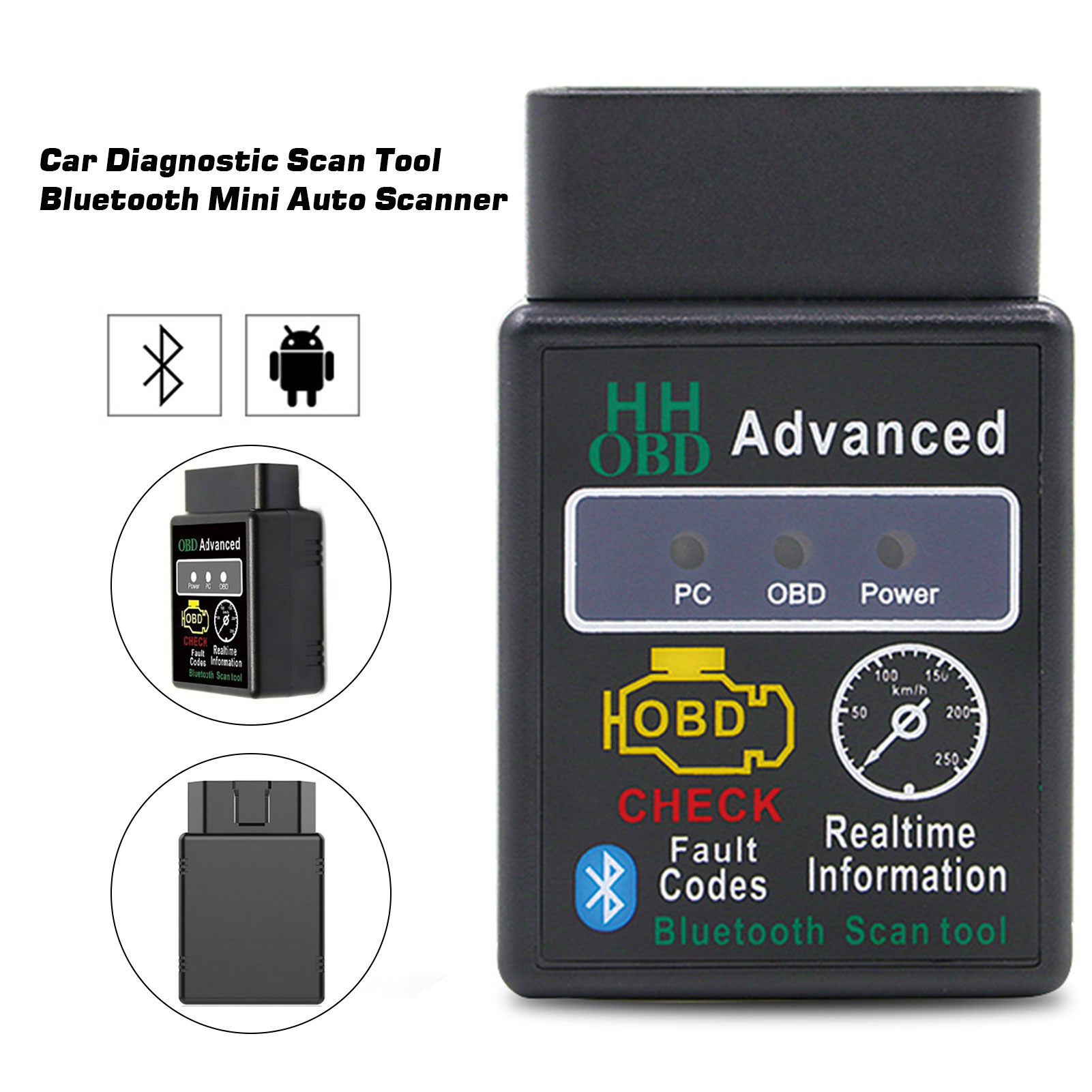 ELM327 Bluetooth HH OBD OBD2 OBDII CAN-BUS Check Engine Mini Car Auto Diagnostic Scanner Tools Interface Adapter For PC Android