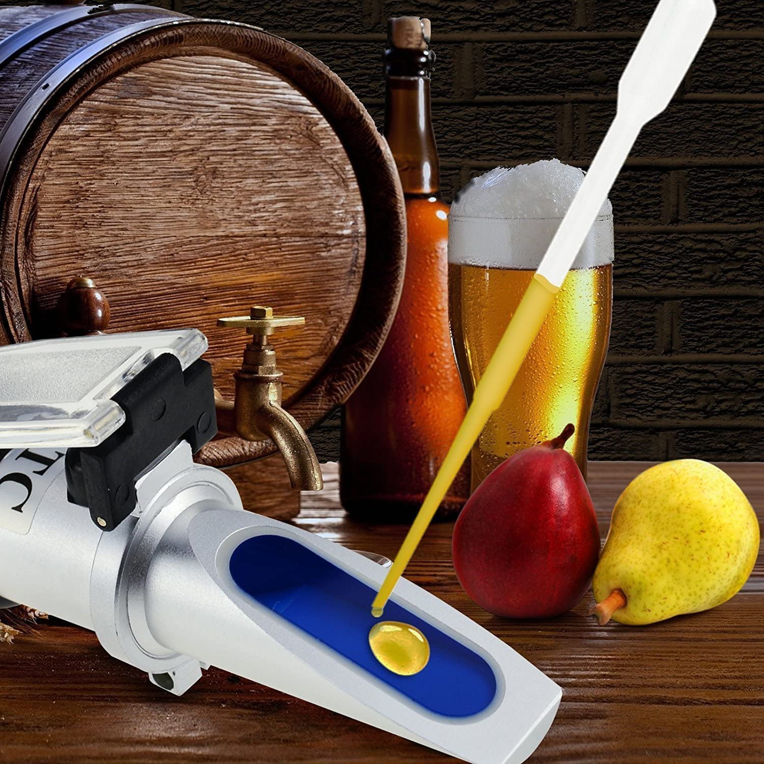 Réfractomètre de moût de bière, réfractomètre Brix/densité spécifique pour le brassage de bière, à double échelle (Brix 0-32%, SG Wort 1.000-1.130)