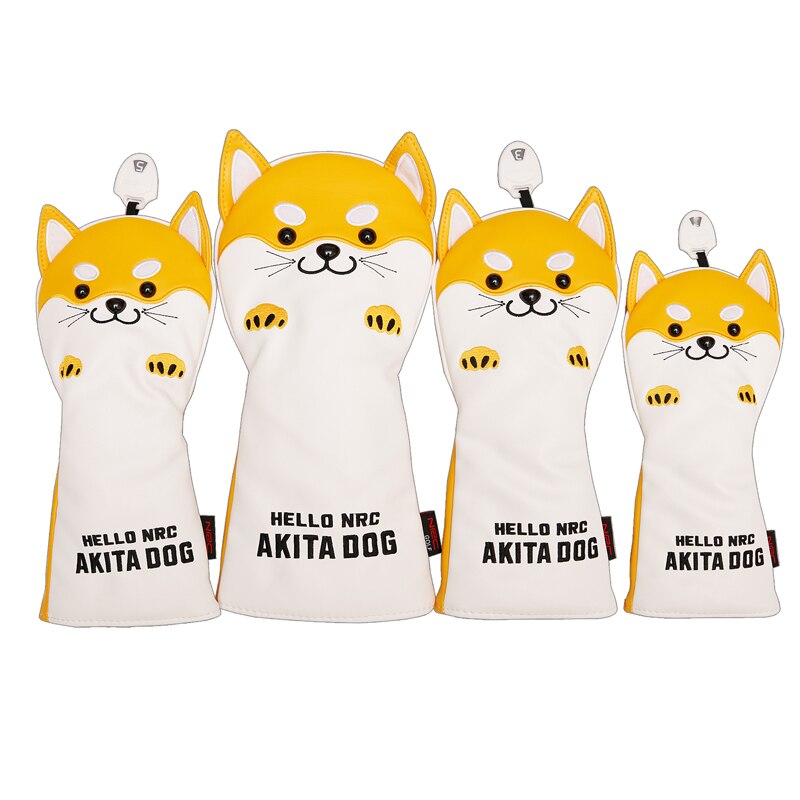 Akit Dog Golf Driver Head Cover Cartoon Animal #1 #3 #5 #7 Woods PU Leather HeadCover Mallet Putter Dustproof Covers