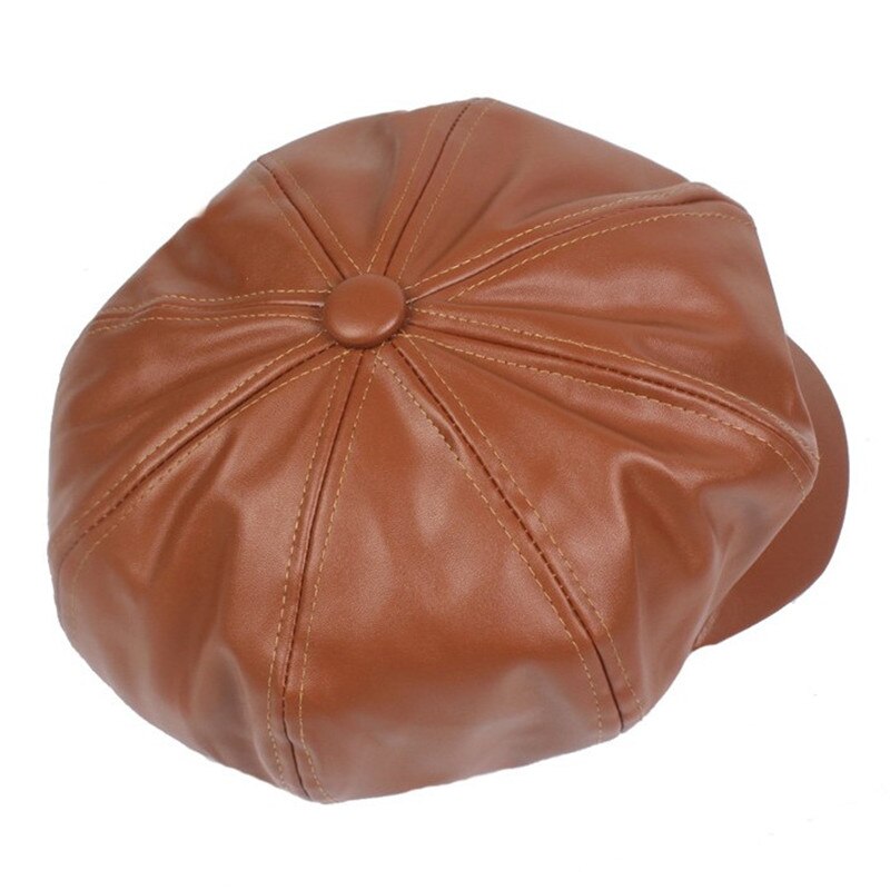 SILOQIN-Sombrero de cuero para mujer, gorra ajustable con Cierre trasero, octogonal Simple, para turismo y ocio, tendencia de invierno