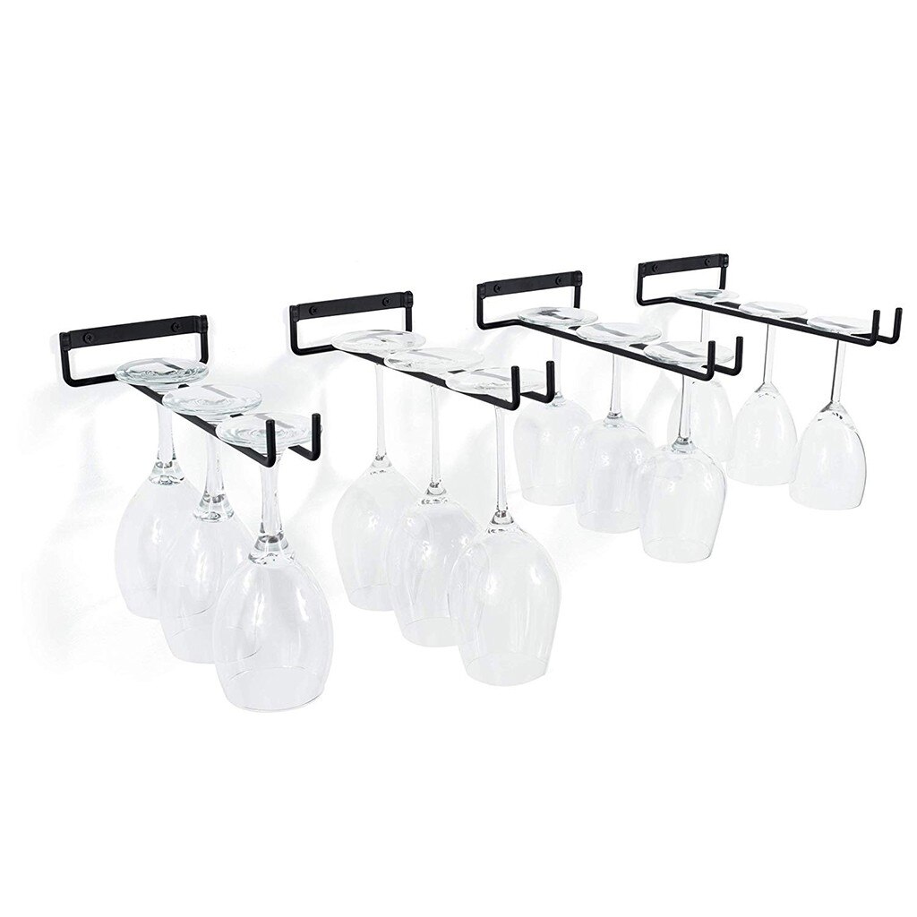 4 stk vægmonteret stativ til opbevaring af vinglas til køkken og restaurant husholdningsbærbare opbevaringsreoler til rødvinskål