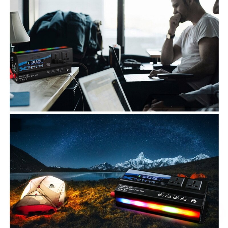 3000W 4000W 6000W Pure Sine Wave Inverter Power Inverter Car DC 12V 24V to 220V AC Frequency Converter Adapter Outlet