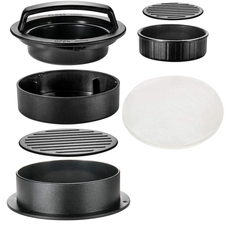 Hamburger Press Patty Maker, 3 in 1 Non-Stick Burger Press for Making Delicious Burgers, Perfect Shaped Patties