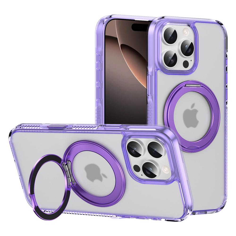 Camera Touch Control Button Case for iPhone 16 Pro Max 16 Plus for MagSafe 360 Magnetic Ring Wireless Charging Matte Clear Cover: CANVAS / PURPLE