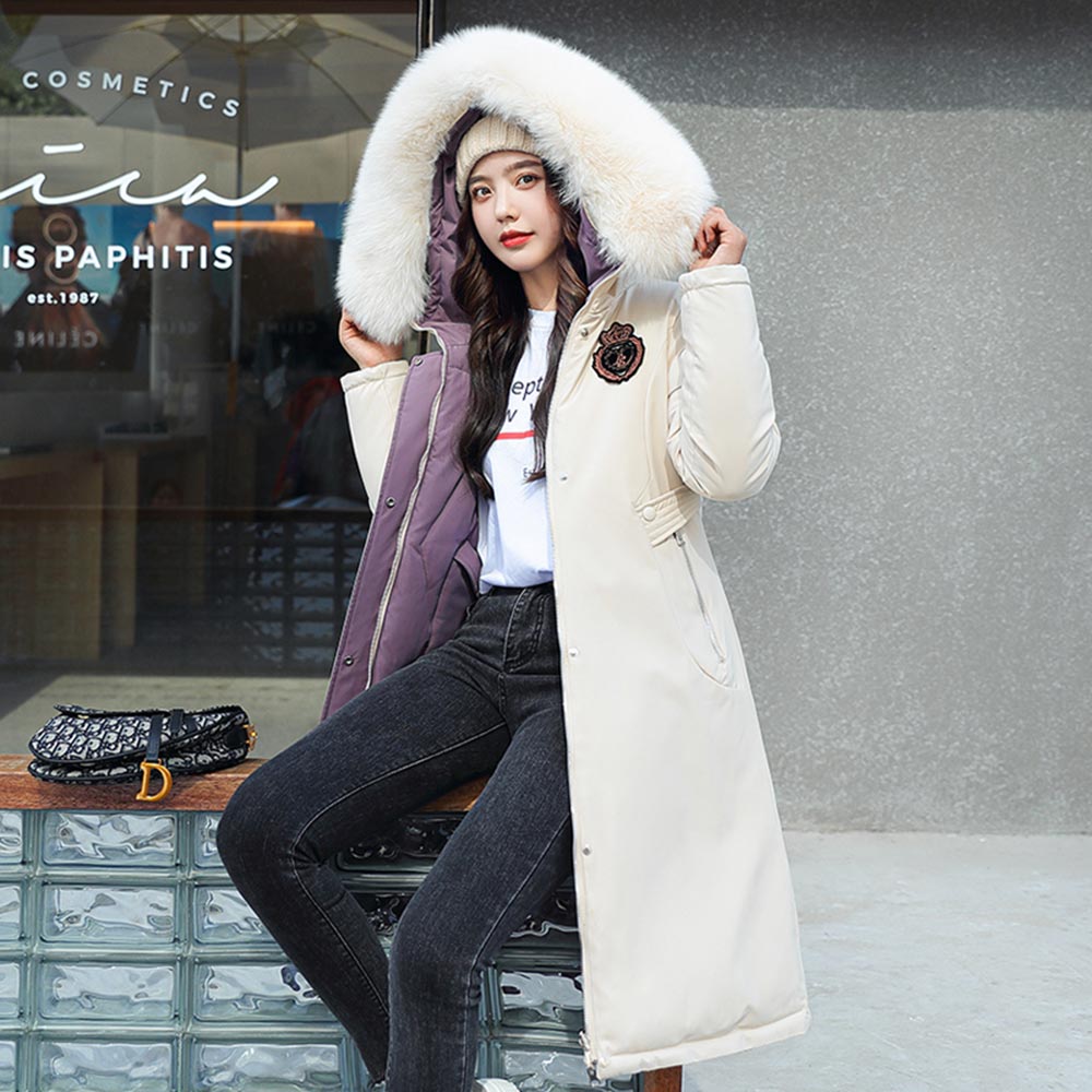 Vielleicht Bont Capuchon Jassen Parka Beide Zijden Dragen Winter Jas Vrouwen Lange Warme Dikke Slim Parka Winter Jas Vrouwelijke Jas